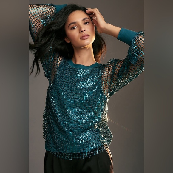 Pilcro Long-Sleeve Sequin Top, Medium - Picture 2 of 11